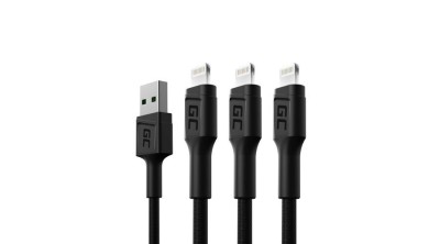 Green Cell 3 x GC Ray USB - Iluminare 120cm pentru iPhone, iPad, iPod cu &amp;icirc;ncărcare rapidă cu LED alb foto