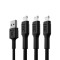 Green Cell 3 x GC Ray USB - Iluminare 120cm pentru iPhone, iPad, iPod cu &icirc;ncărcare rapidă cu LED alb
