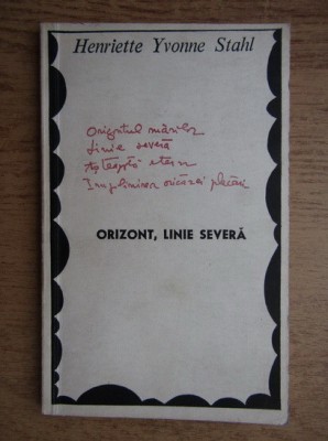 Henriette Yvonne Stahl - Orizont, linie severa foto