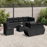 Cumpara ieftin Gossi set mobilier de gradina cu perne, 9 piese, negru, poliratan