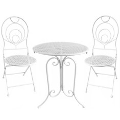 Set mobilier gradina metalic Elba, 2 scaune pliabile, 1 masa, alb Household NewTrend