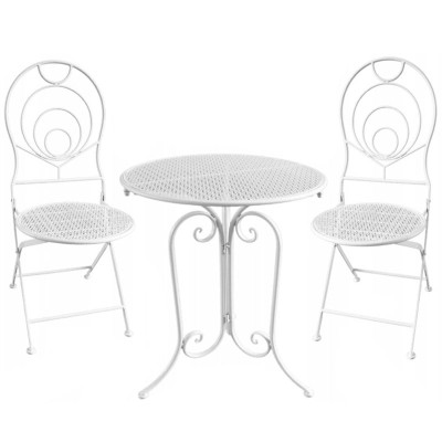 Set mobilier gradina metalic Elba, 2 scaune pliabile, 1 masa, alb foto