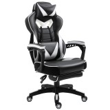 Vinsetto Scaun Gaming Ergonomic, Fotoliu de Birou confortabil cu Suport de Picioare, Perne pentru Cap și Zonă Lombară, &Icirc;nălțime Reglabilă, negru și al