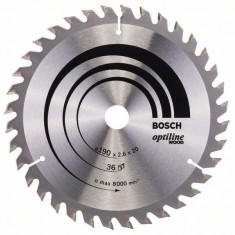 Panza ferastrau circular Optiline Wood, 190x20x2.6mm, 36T, reductie 16mm Bosch