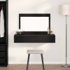 Masă Machiaj vidaXL Neagră, Lemn, 100x40x70cm, Sertar, Oglindă, Montare Perete, Toaletă Dormitor Modernă