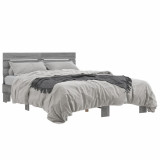 VidaXL Cadru de pat, gri sonoma, 140x200 cm, lemn prelucrat și metal