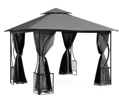 Cort Pavilion 3x3m pentru Curte sau Gradina cu Pereti si Plasa Anti Insecte, Gri foto