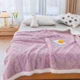 Cumpara ieftin Patura cocolino 200x230cm,tip tricotaj cu blanita,lila-F037