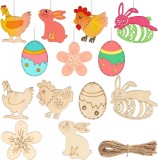 Set de 48 pandative de Paste Powmag, lemn, natur, 7,5-10 cm
