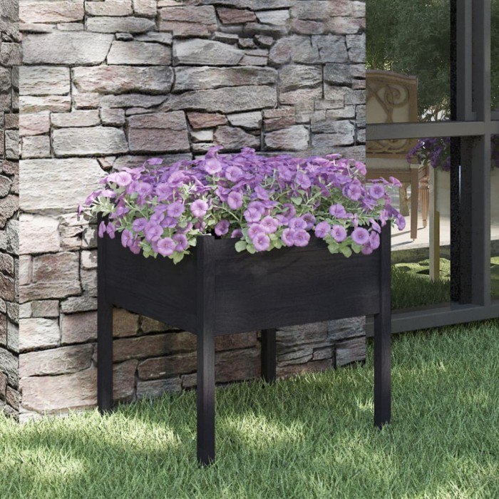 vidaXL Jardinieră de grădină, negru, 70x70x70 cm, lemn masiv de pin 810817