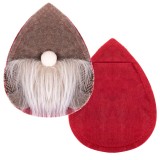 Cumpara ieftin Set decoratiune Craciun pentru tacamuri, 2 bucati, model spiridus, 14 x 10.5 cm, maro