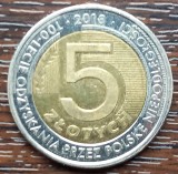 (M1814) MONEDA POLONIA - 5 ZLOTYCH 2018, ANIVERSAREA A 100 ANI DE INDEPENDENTA