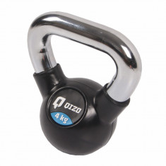 Gantera Qizo Kettlebell, cauciuc, 4 kg, Negru foto