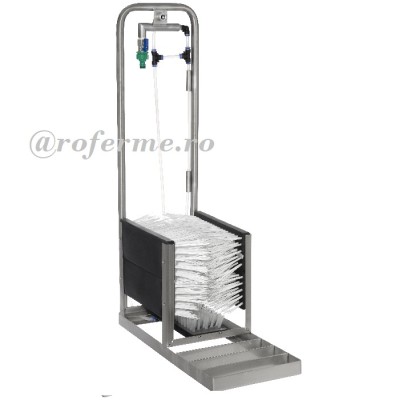 Dispozitiv cu perie igienizare incaltaminte, inox foto
