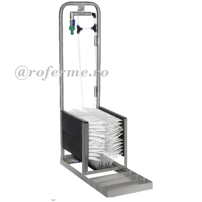 Dispozitiv cu perie igienizare incaltaminte, inox