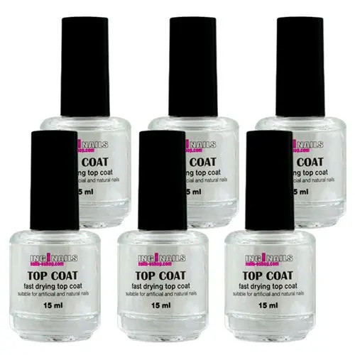 6x Top Coat cu uscare rapidă Inginails 15ml