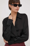 Cumpara ieftin United Colors of Benetton camasa femei, culoarea negru, cu guler clasic, slim