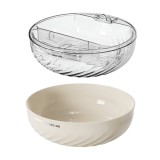 Bol cu Doua Straturi, pentru Fructe, Legume, Snacks, cu Strat de Scurgere a Apei, Suport pentru Telefonul Mobil, 22.4x9 cm, Crem