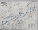 TIMISOARA , PLANUL ORASULUI CU NUMIRILE NOI ALE STRAZILOR de MAIOR THOMA DARABAS , SCARA 1: 10.000 , desenat si litografiiat de I. PREGLER , INTERBELI