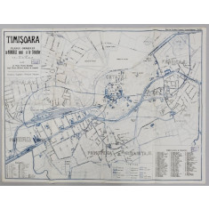 TIMISOARA , PLANUL ORASULUI CU NUMIRILE NOI ALE STRAZILOR de MAIOR THOMA DARABAS , SCARA 1: 10.000 , desenat si litografiiat de I. PREGLER , INTERBELI