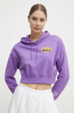 Puma hanorac de bumbac femei, culoarea violet, cu glugă, cu imprimeu, 624346