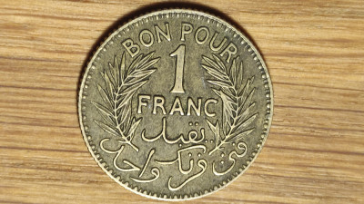 Tunisia protectorat francez -moneda de colectie- 1 franc 1941 - senzationala ! foto