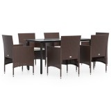 Set de servit masa pentru gradina, 7 piese, maro si negru