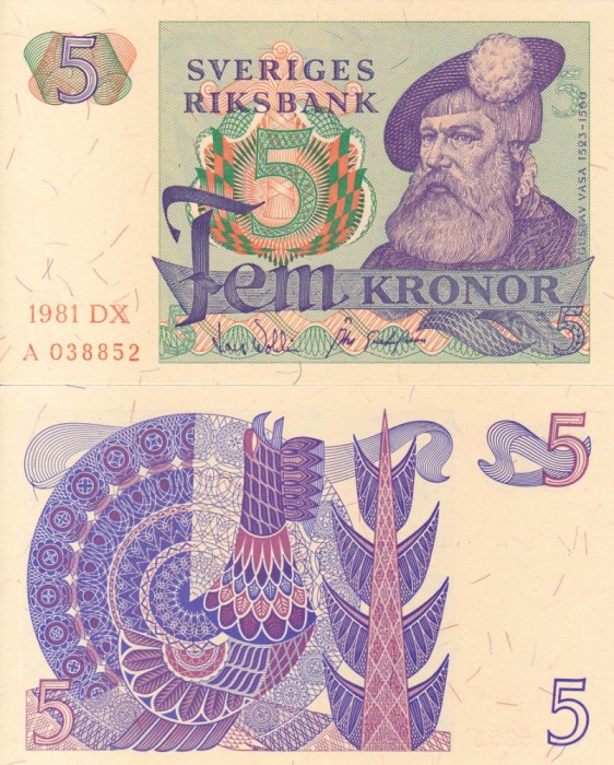 SUEDIA 5 kronor 1981 UNC!!!