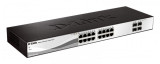 Cumpara ieftin Switch D-Link DGS-1210-20, 16 porturi Gigabit, 4 porturi SFP, Capacity 40Gbps, 16K MAC, 19 Rackmount, WebSmart, fanless