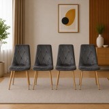 Set 4 scaune Artool Libra pentru bucatarie si living, catifea gri