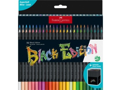 Creioane colorate triunghiulare black edition Faber-Castell 50 culori/set foto