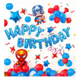 Set aranjament baloane Happy Birthday Spiderman si Captain America, OLMA