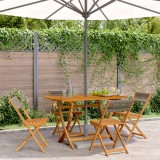 Set 4 Scaune Gradina Pliabile Gri, Lemn Acacia Masiv, Exterior, 41x52.5x80 cm, Relaxare Terasa, Balcon