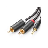 CABLU audio Ugreen, &quot;AV102&quot; stereo 3.5 mm jack (T) la 2 x RCA (T), 2m, conectori auriti, gri &quot;10510&quot; (timbru verde 0.18 lei) - 6957303815104