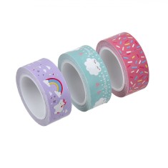 Set Benzi Adezive Washi Tape, Model Curcubeu-Nori-Confetti, Multicolor, 5m x 1.5cm, 3 Buca?i foto