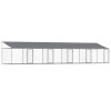Cusca caini cu acoperis si usi, gri, 10x2x2 m, otel galvanizat