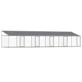 Cumpara ieftin Cusca caini cu acoperis si usi, gri, 10x2x2 m, otel galvanizat
