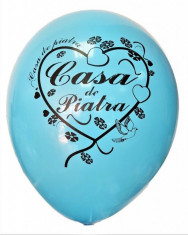 Baloane nunta Casa De Piatra bleu cu scris negru 30cm set 20 buc foto