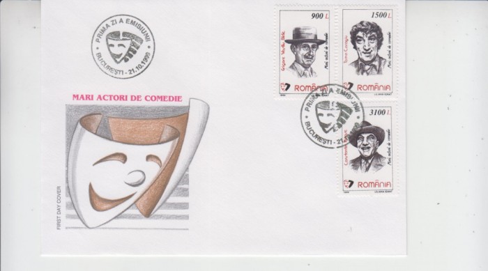 C12 - FDC Romania - Mari actori de comedie - LP1493 - an 1999