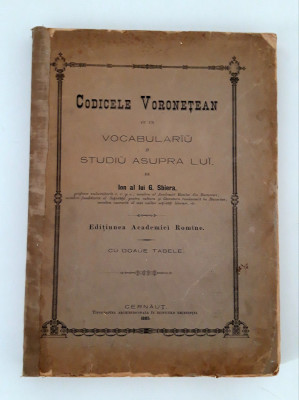 Carte veche 1885 Ioan G Zbiera Codicele Voronetean foto