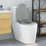Scaun de toaletă cu fixare rapidă vidaXL cu &icirc;nchidere moale Duroplast Gri
