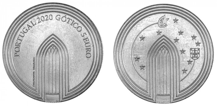 Portugalia moneda comemorativa 5 euro 2020 - Arhitectura - Stilul gotic - BU