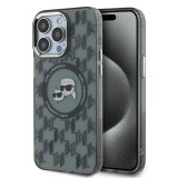 Husa pentru iPhone 15 Pro Max - Karl Lagerfeld IML MagSafe (KLHMP15XHMCKMHK) - Monogram Karl&amp;Choupette Head