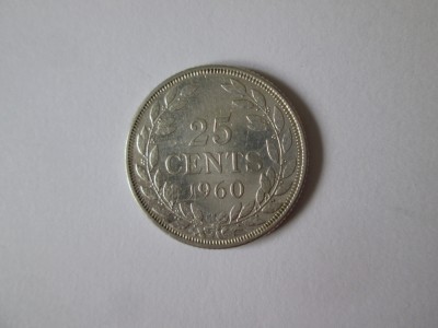 Liberia 25 Cents 1960 argint foto