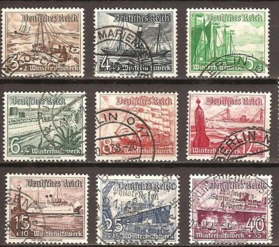 B1123 - Germania Reich 1937 - vapoare 9v.stampilat,serie completa foto