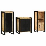 Cumpara ieftin Set de mobilier pentru baie 3 pcs Maro Lemn de mango solid