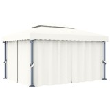 VidaXL Pavilion cu perdea, alb crem, 4 x 3 m, aluminiu