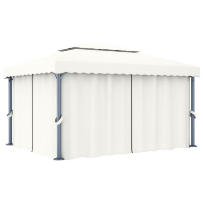 Pavilion cu perdea, alb crem, 4 x 3 m, aluminiu foto