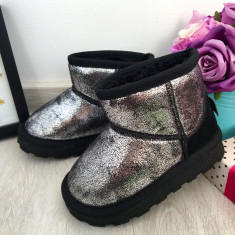 Cizme imblanite de iarna ugg argintii pt fetite bebe 24 cod 0832 foto