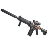 Pusca de jucarie m416 ultrarealista, flippy, cu luneta, 20 de proiectile din spuma moale, 5 cartuse, 95 cm, 8 ani+, negru portocaliu